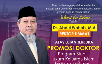 Rektor Universitas Muhammadiyah Mataram Raih Gelar Doktor, Angkat Isu Perjuangan Perempuan Sasak dalam Perspektif Hukum Keluarga Islam