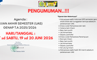 Pengumuman UAS Pascasarjana UMMAT Semester Genap 2025/2026 Resmi Diterbitkan