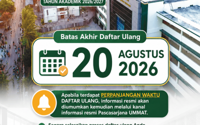 Batas Daftar Ulang Mahasiswa Baru Pascasarjana UMMAT hingga 20 Agustus 2026