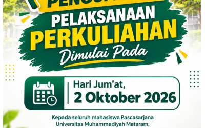Perkuliahan Pascasarjana UMMAT Dimulai Jumat, 2 Oktober 2026